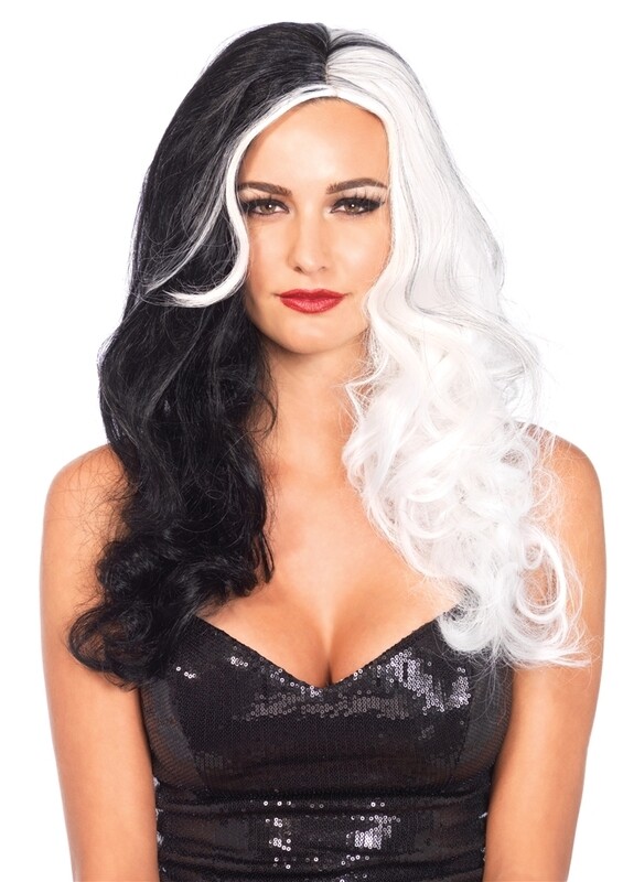 two tone long wavy black white
