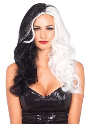 two tone long wavy black white