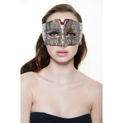 Silver Metal mask with red stones