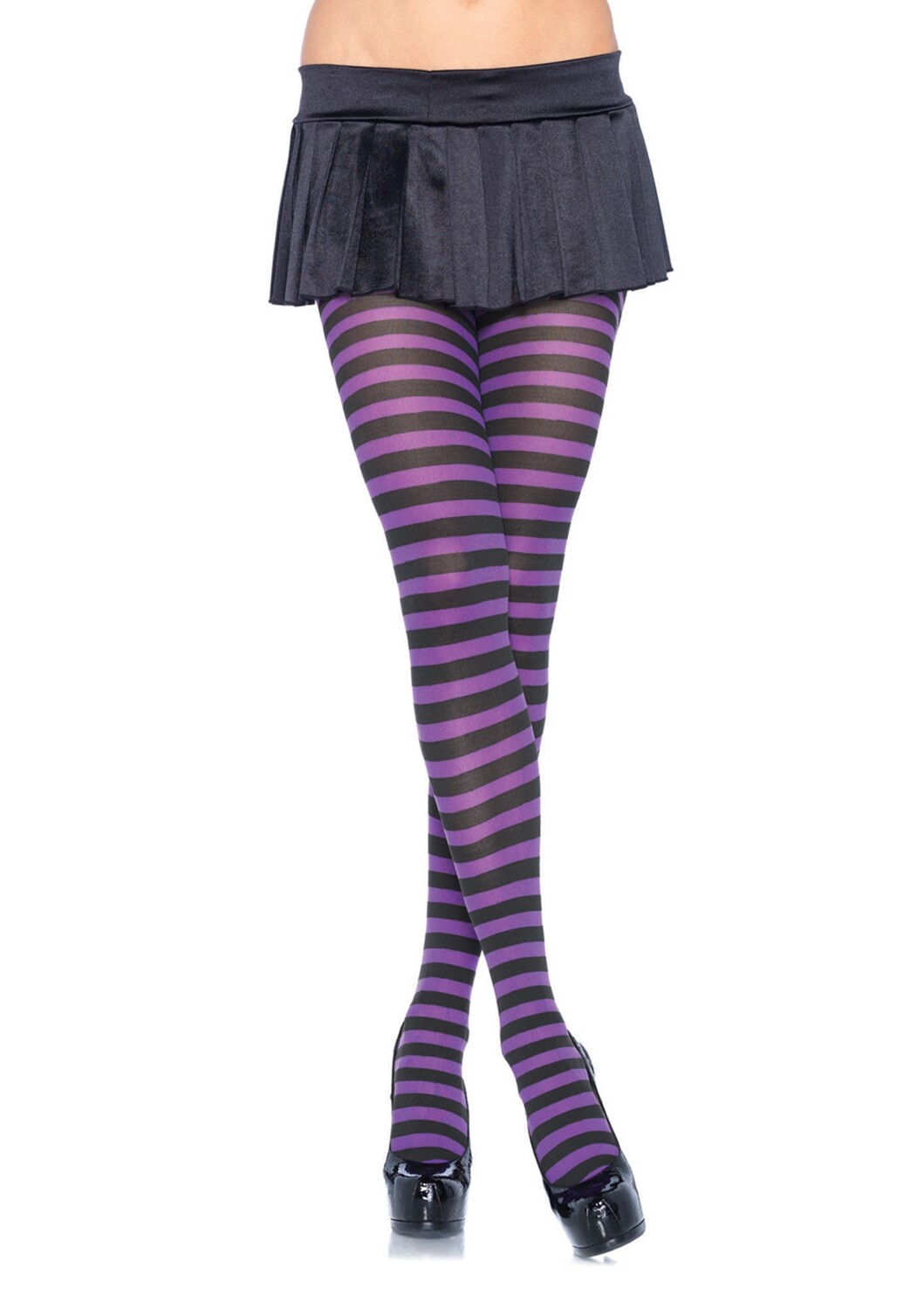 Nylon striped thigh-highs