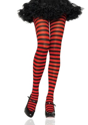 Nylon Stripe Tights O/S BLACK/RED
