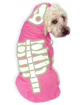 Pink Glow in the Dark Skeleton Pet Costume