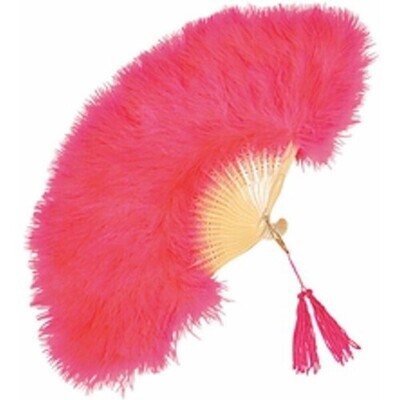 MARABOU FEATHR FAN-HOT PNK