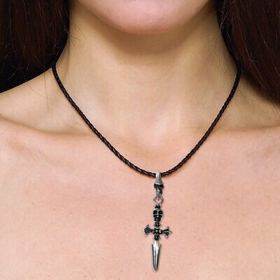 NECKLACE W/PEWTER PENDANT