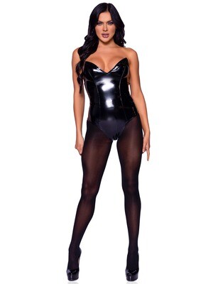 Vinyl Boned bodysuit black