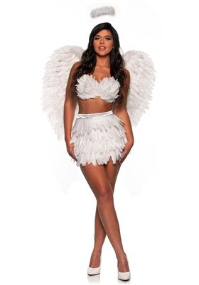 feather mini skirt set