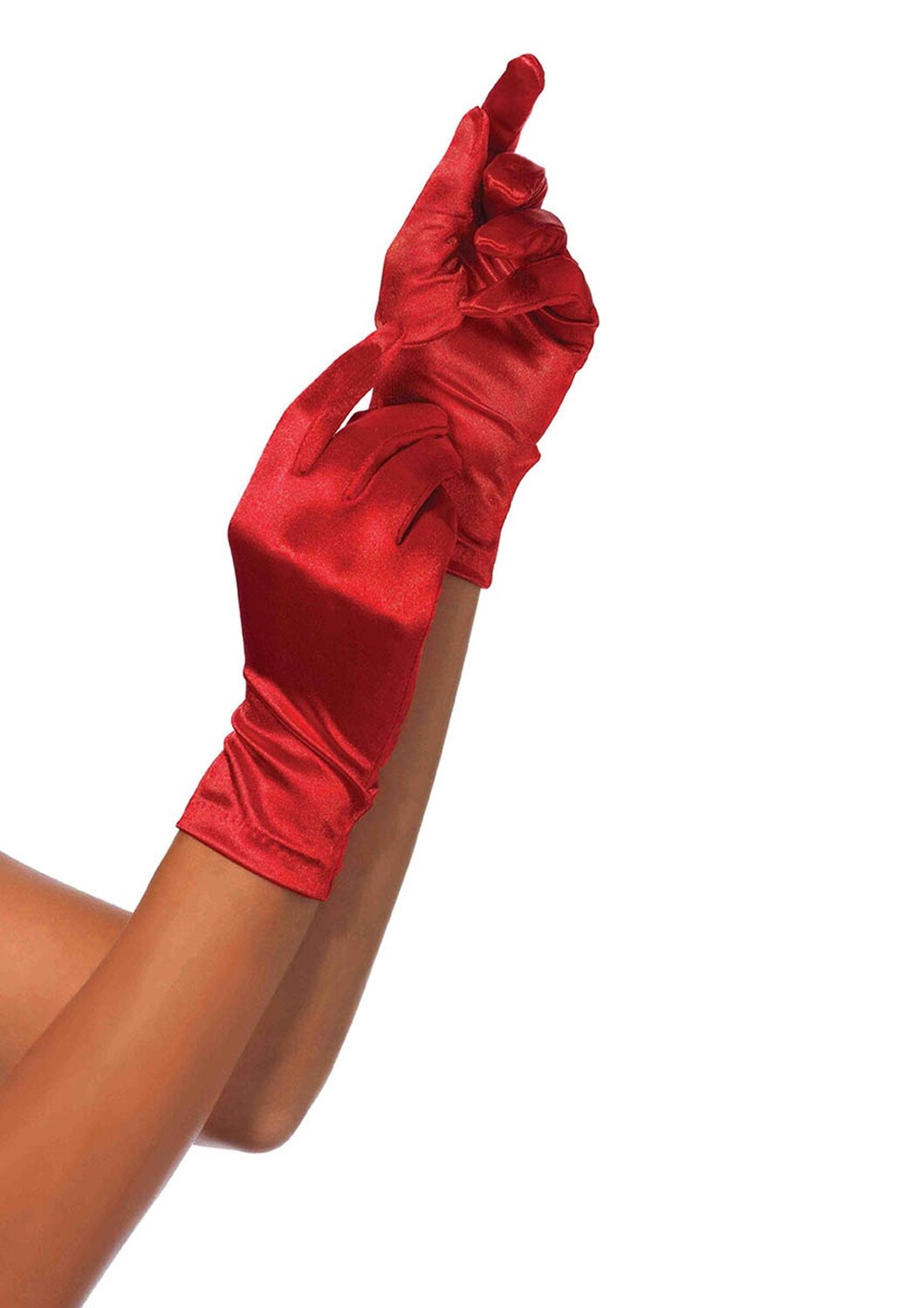 Wrist length satin glove