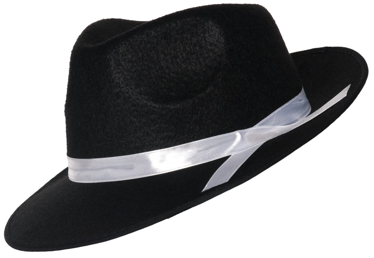 Gangster hat black w ribbon 