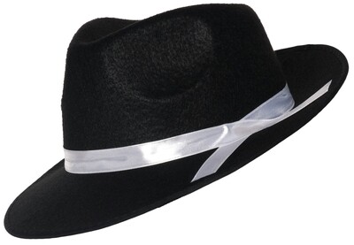 Gangster hat black w ribbon 