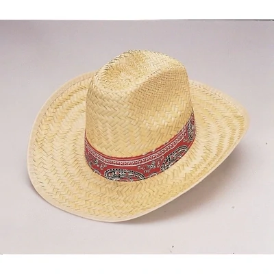 STRAW WESTERN HAT W/BANDANA