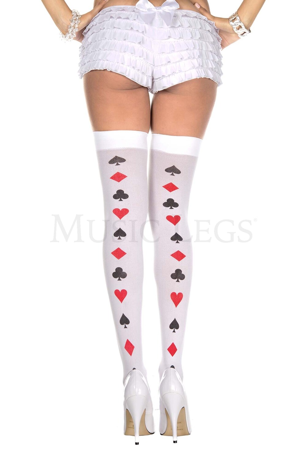 Poker cards backseam thigh high