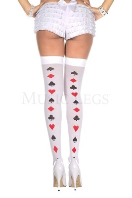 Poker cards backseam thigh high