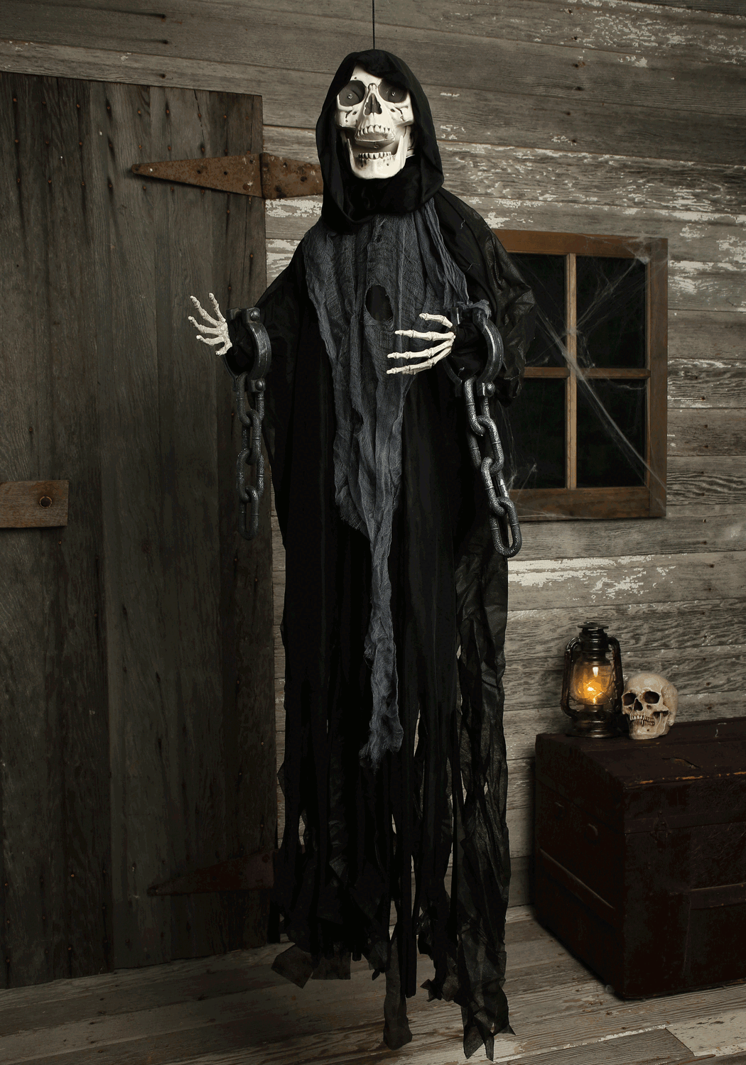 Animated Hanging black reaper with chains