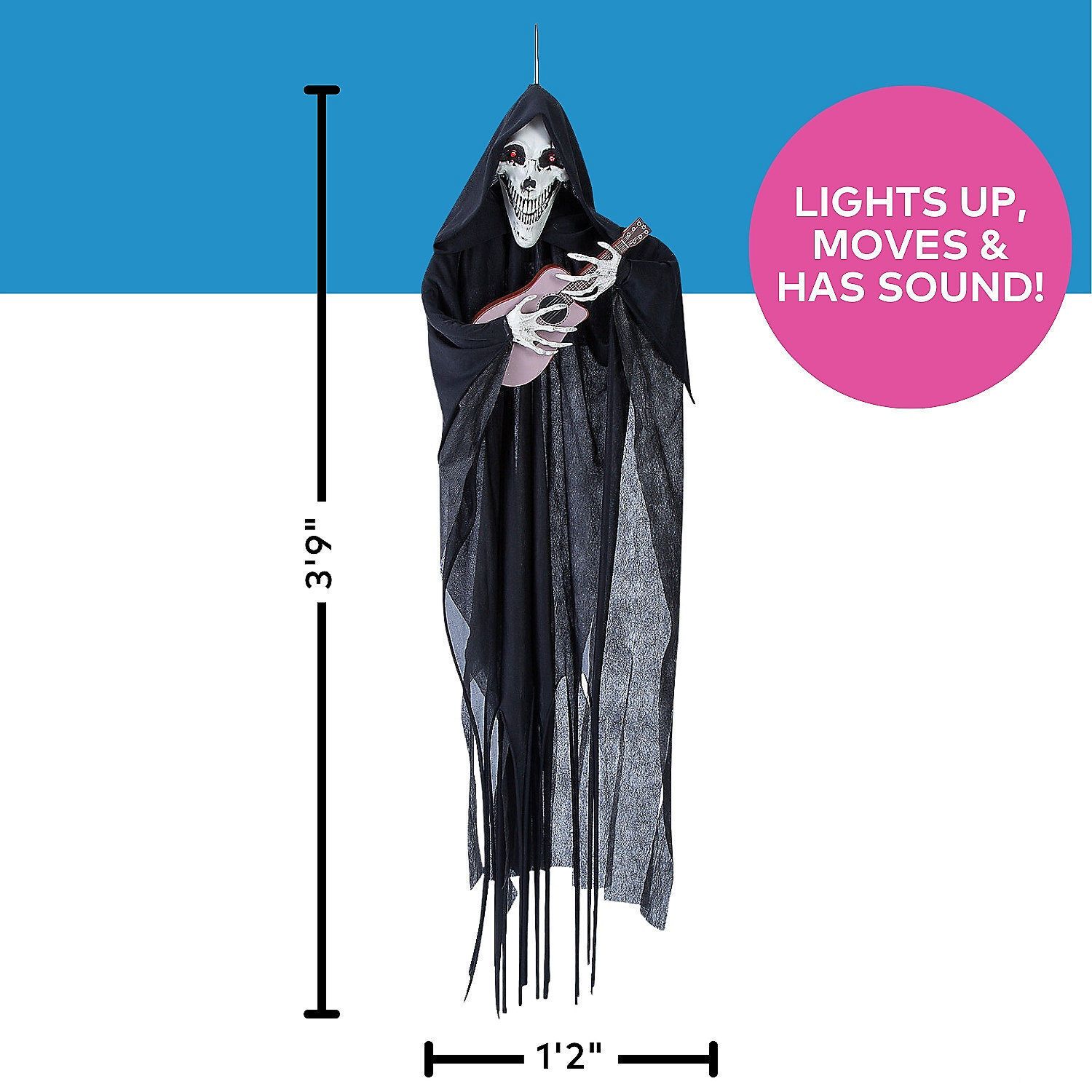 4 ft hanging reaper playing guitar