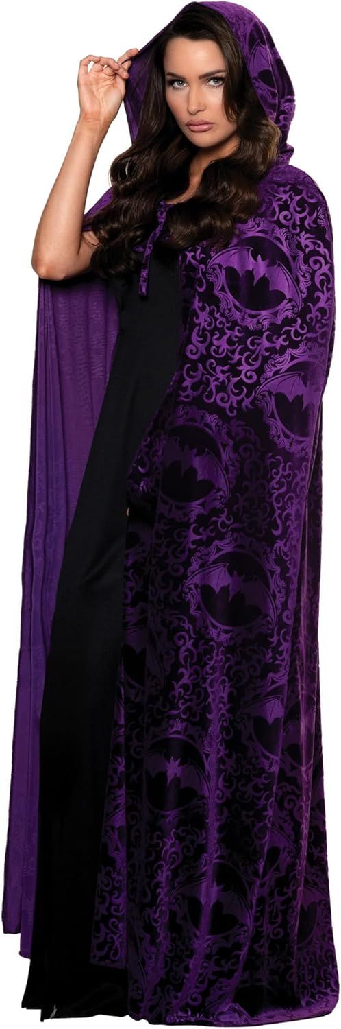 Hooded Vampire Cape Bat Print