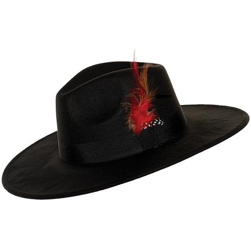 Wide brim Pimp hat blk with feather