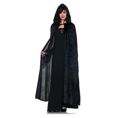 55" hooded cloak black