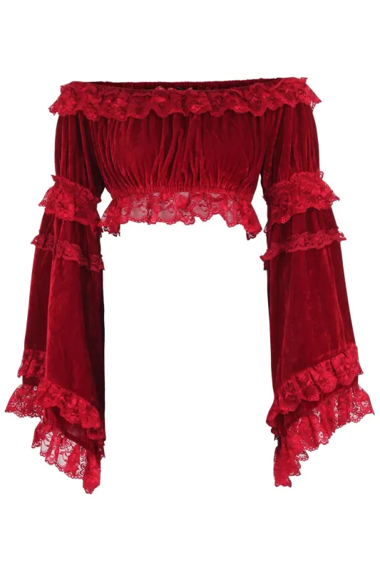 Crush velvet dark red w sleeves