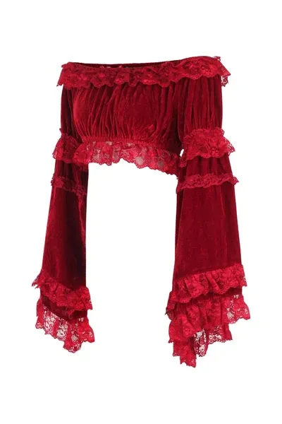 Crush velvet dark red w sleeves