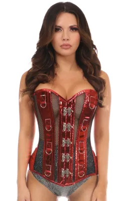 Top Drawer Metallic fishnet red
