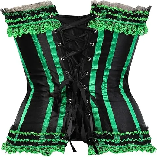 Satin lace Green Stripe Corset