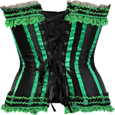 Satin lace Green Stripe Corset