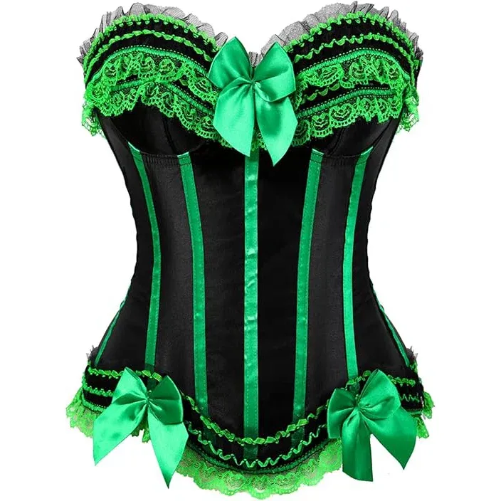 Satin lace Green Stripe Corset