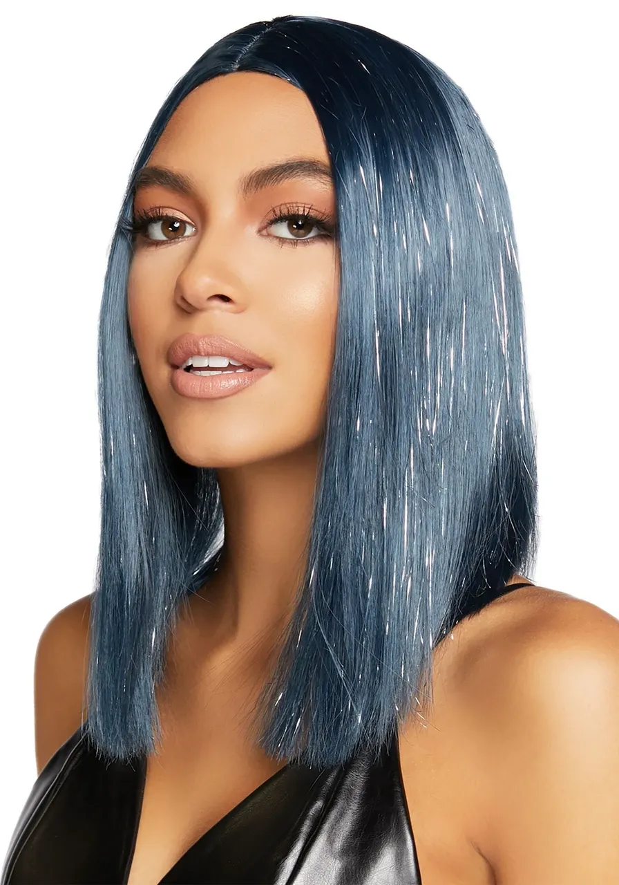 angled Bob Wig Blue