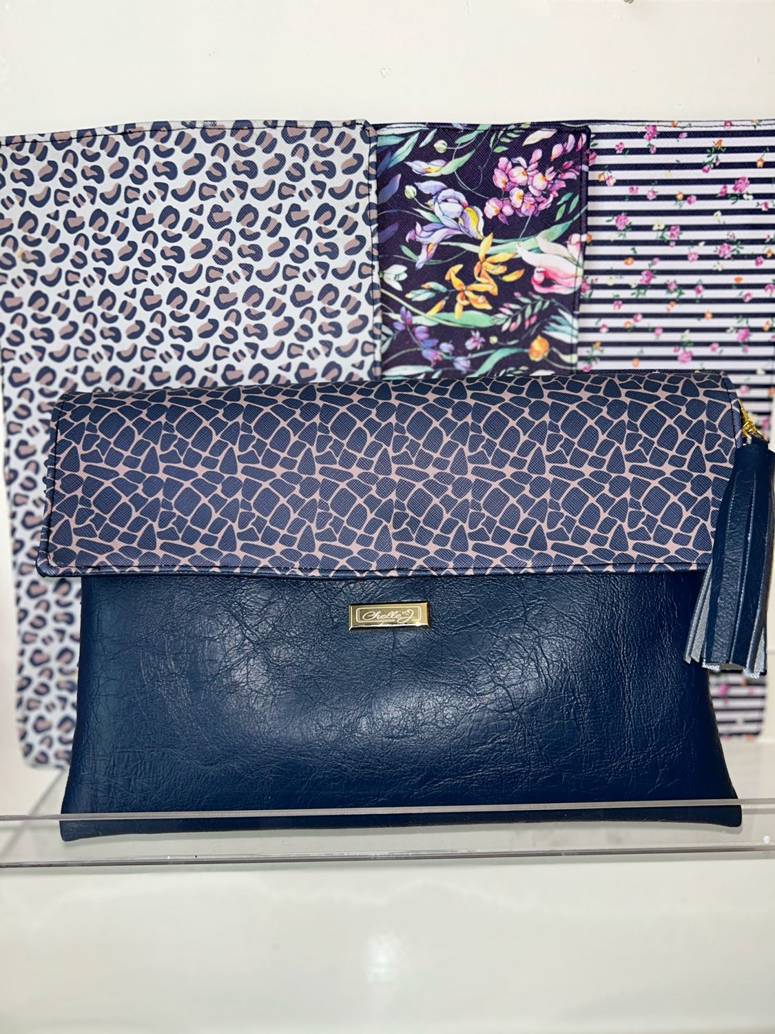 Flap Swap Clutch - Navy Blue 4Piece