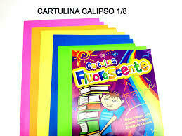 Cartulina 1/8  calipso Fluorescente x10 Unidades)