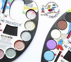 Acuarelas glitter mi trensito - escarchadas