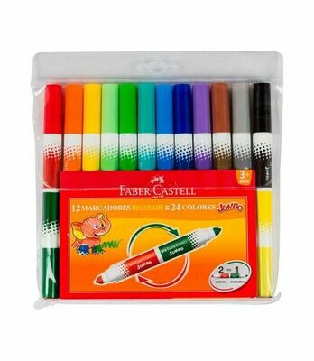 Plumones Faber Castell Jumbo x 12 Doble Punta Lavables