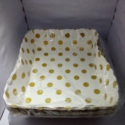 Platos Puntos Dorados - Blancos 6&quot; x 10 Unidades