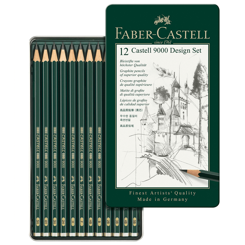 Lapiz de Grafito Faber Castell 9000 Design Set x 12