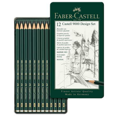 Lapiz de Grafito Faber Castell 9000 Design Set x 12
