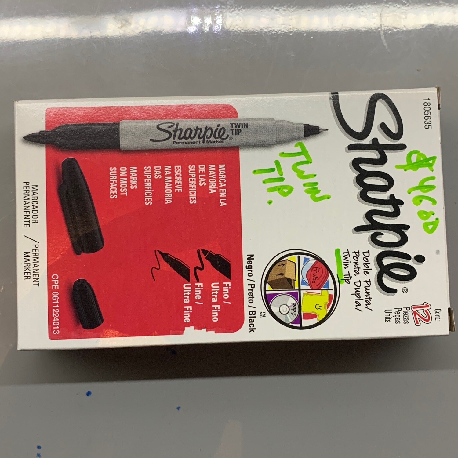 Sharpie Negro Twintip Perm Punta Fina Marcador