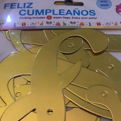 Girnalda Feliz Cumpleaños Dorado