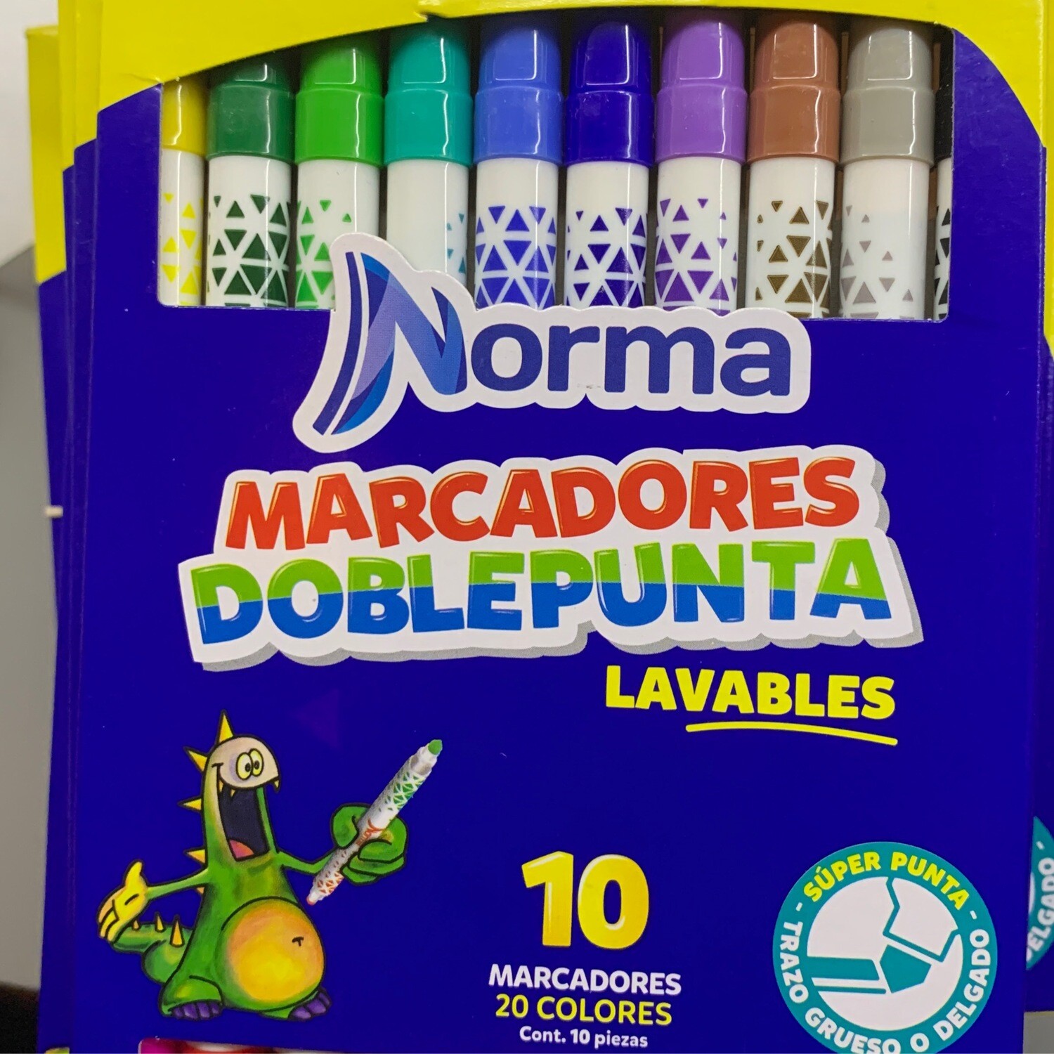 Marcador Lavable x 10 Doble Punta Norma