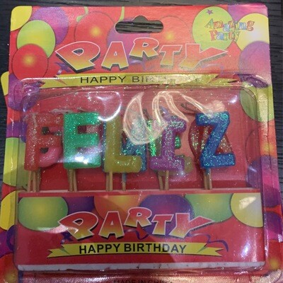 Velas Feliz cumpleaños letras Multi Color