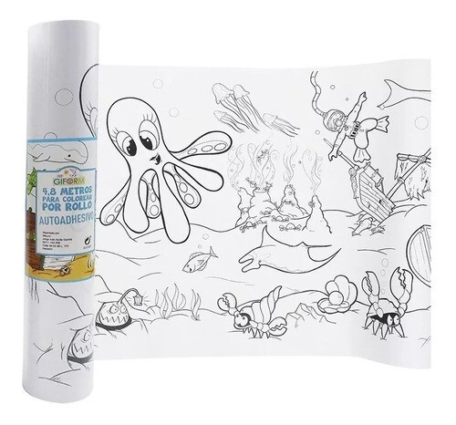 Cenefas Rollos Colorear Adhesivo &#39; Mundo Submarino 4.8 mts
