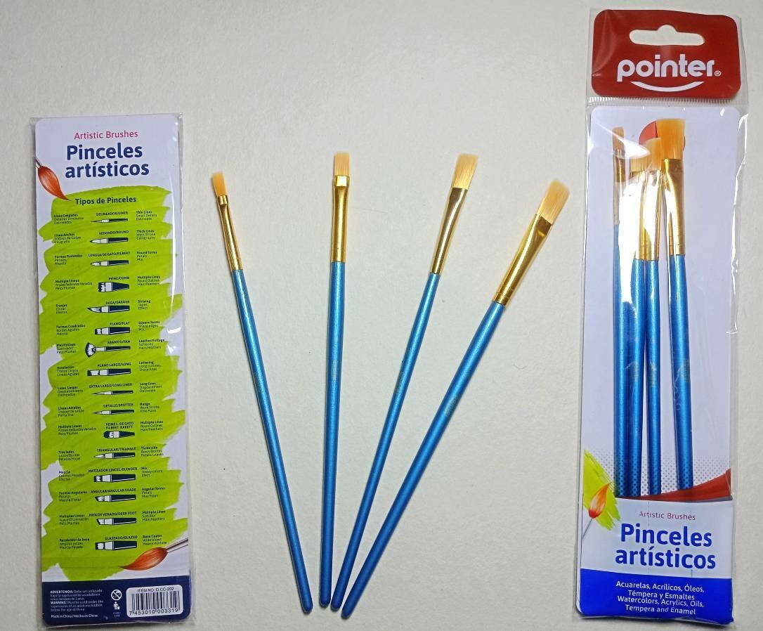 Pinceles Artísticos  Planos Pointer Juego x 4