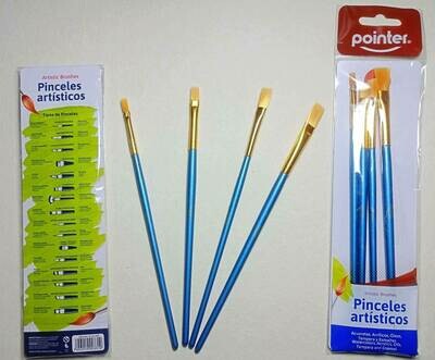 Pinceles Artísticos  Planos Pointer Juego x 4