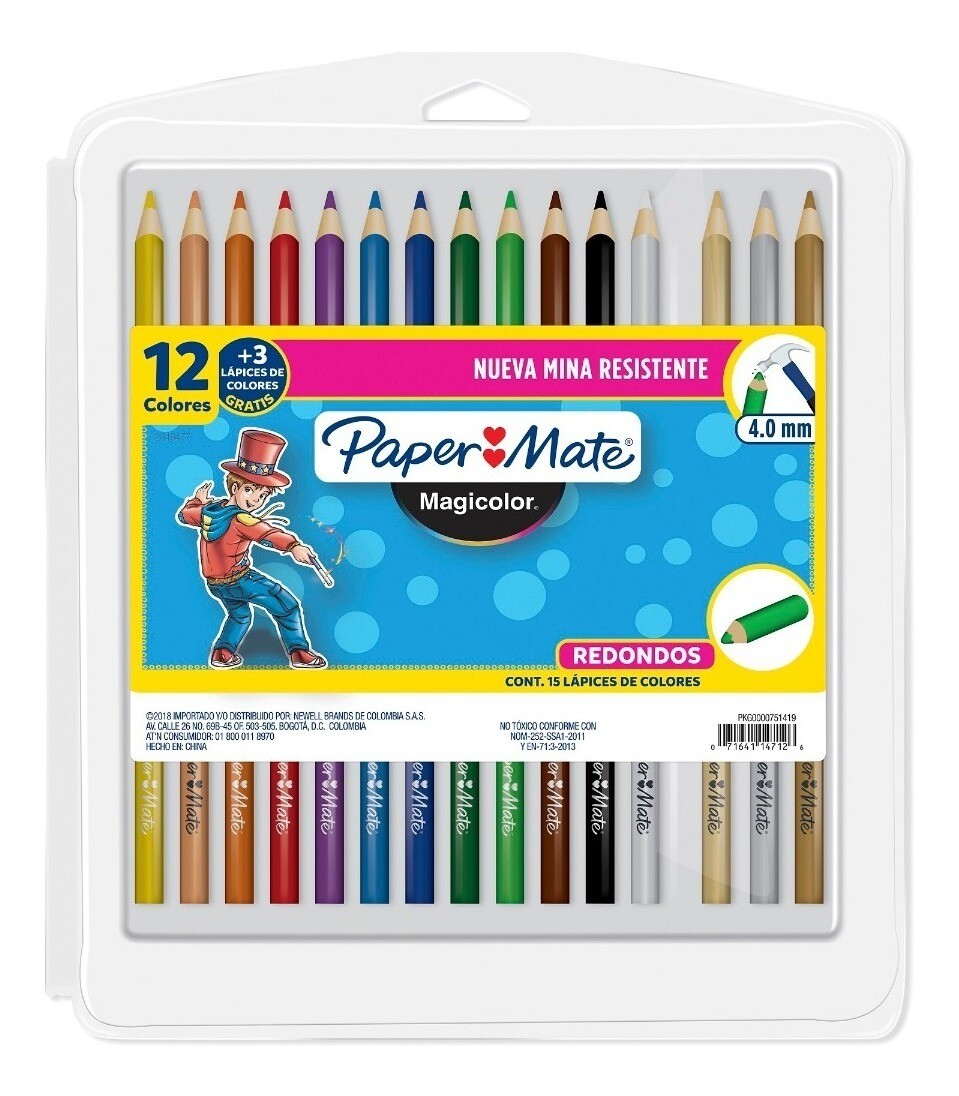 Colores Papermate  Magicolor x 12+3 (Unipunta)