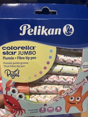 Plumones colorella Jumbo Pelikan x 8 Uni Pastel