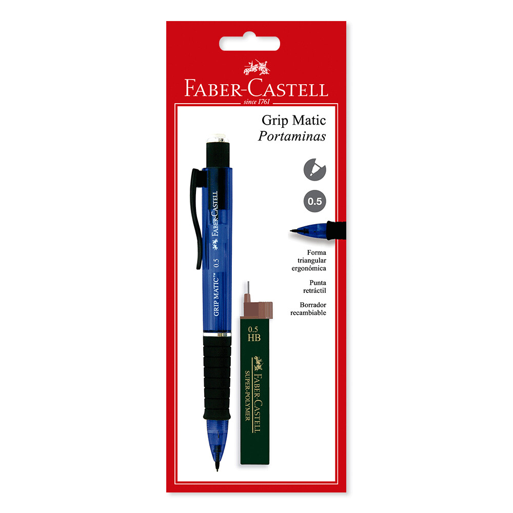 Portaminas Faber Castell grip matic 0.5 + minas
