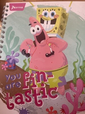 Cuaderno Grande Argollado 105  Cuadriculado Bob Sponja - Norma - 80 Hojas - Pasta Dura - Nickelodeon