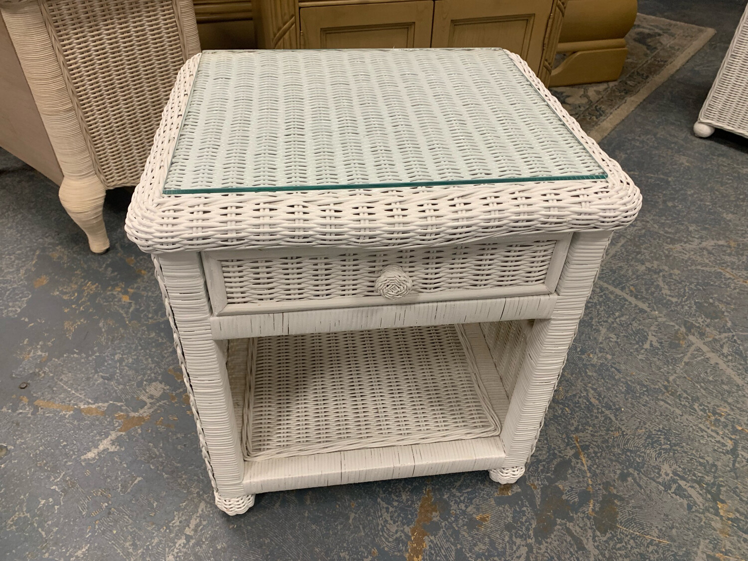 White Wicker Nightstand