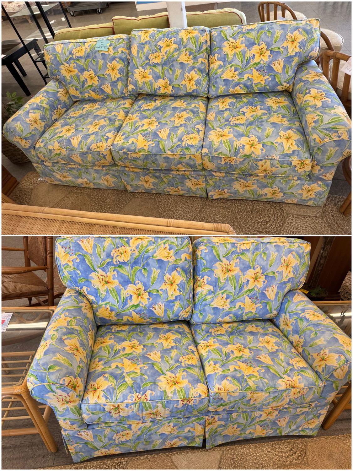 Yellow Tiger Lily Sofa Sleeper + Loveseat Set