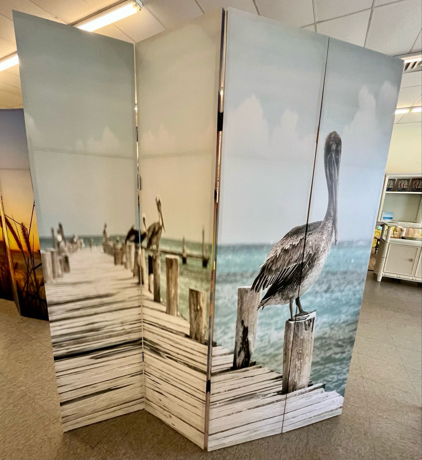 Coastal Double Sided 4 Panel Room Screen