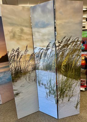Coastal Double Sided 3 Panel Room Screen
